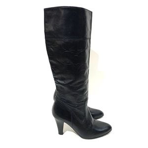 Coach Monogram Leather Heeled Boots
